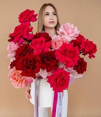 21 французская роза в шляпной коробке